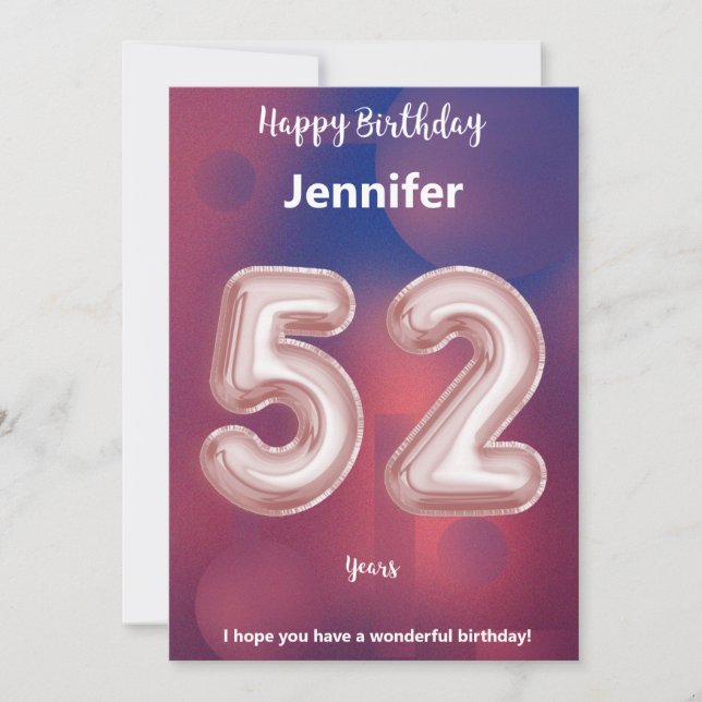 Tarjeta de cumpleaños feliz de 52 años (Anverso)