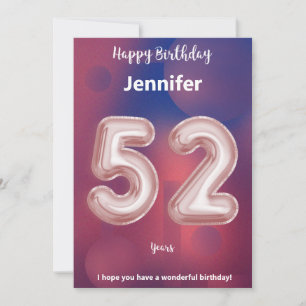 Tarjeta de cumpleaños feliz de 52 años