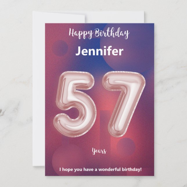 Tarjeta de cumpleaños feliz de 57 años (Anverso)