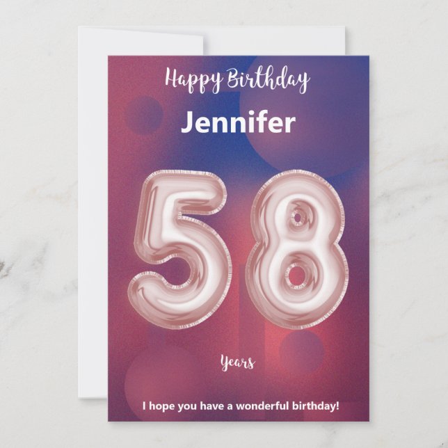 Tarjeta de cumpleaños feliz de 58 años (Anverso)