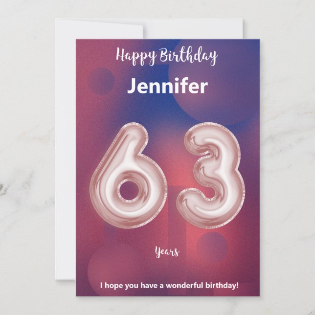 Tarjeta de cumpleaños feliz de 63 años (Anverso)