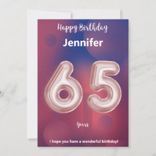 Tarjeta de cumpleaños feliz de 65 años