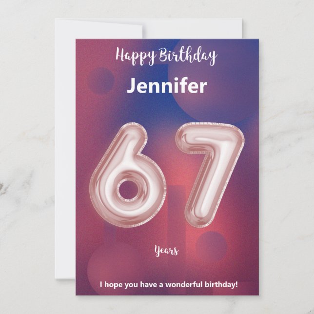 Tarjeta de cumpleaños feliz de 67 años (Anverso)
