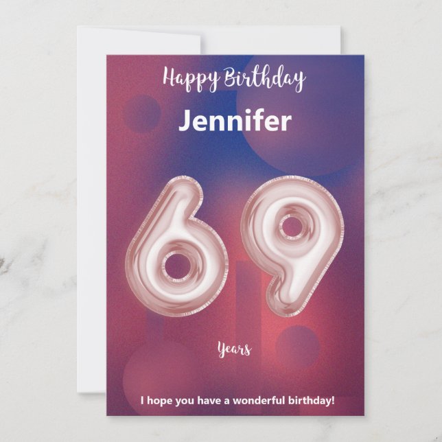 Tarjeta de cumpleaños feliz de 69 años (Anverso)