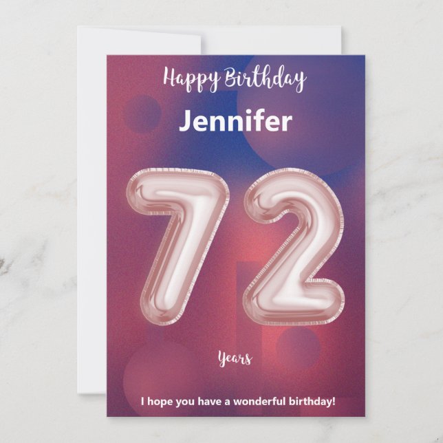 Tarjeta de cumpleaños feliz de 72 años (Anverso)