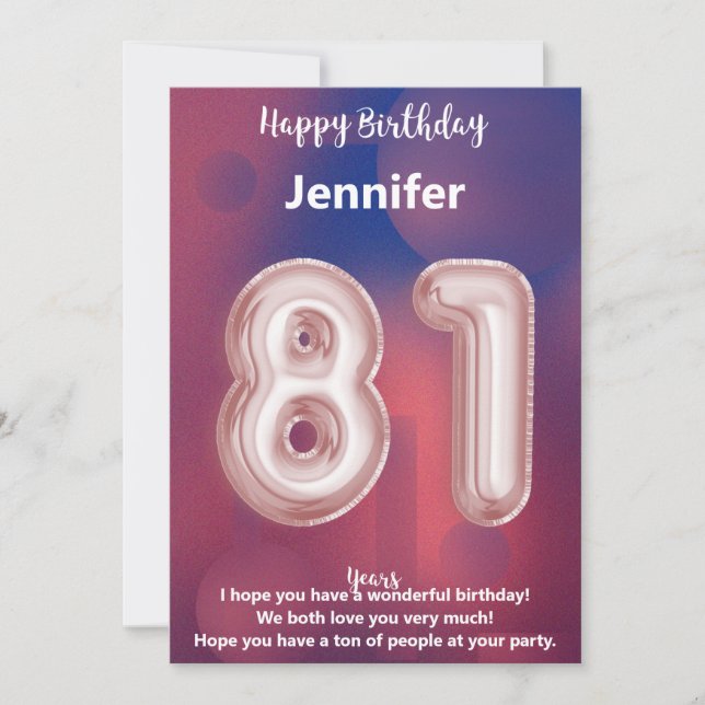 Tarjeta de cumpleaños feliz de 81 años (Anverso)