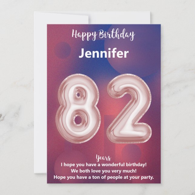 Tarjeta de cumpleaños feliz de 82 años (Anverso)