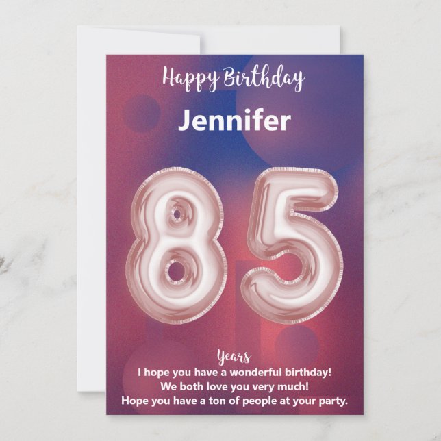 Tarjeta de cumpleaños feliz de 85 años (Anverso)