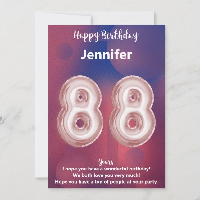 Tarjeta de cumpleaños feliz de 88 años (Anverso)