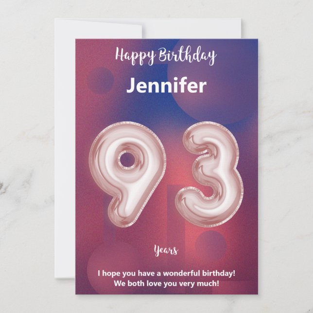 Tarjeta de cumpleaños feliz de 93 años (Anverso)