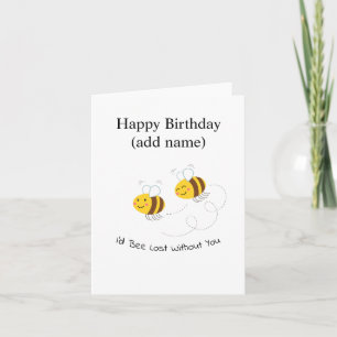 Tarjeta de cumpleaños feliz de Abeja ilustrada div