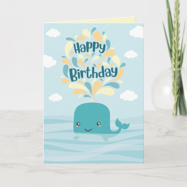Tarjeta de cumpleaños feliz de animales del océano (Anverso)