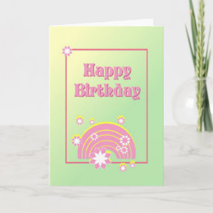Tarjeta de "cumpleaños feliz" de arcoiris rosado l