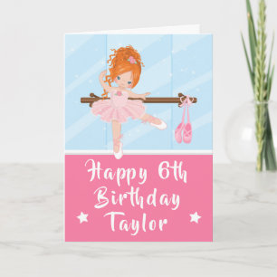 Tarjeta de cumpleaños feliz de bailarina con pelo 