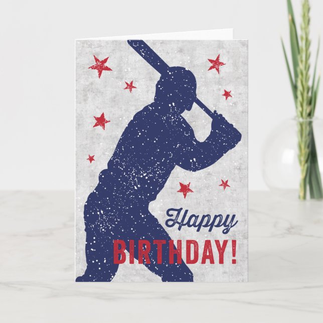 Tarjeta de cumpleaños feliz de béisbol con niño co (Anverso)