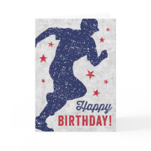 Tarjeta de cumpleaños feliz de béisbol con niño co