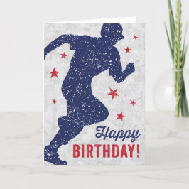 Tarjeta de cumpleaños feliz de béisbol con niño co