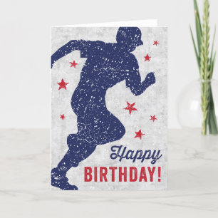 Tarjeta de cumpleaños feliz de béisbol con niño co
