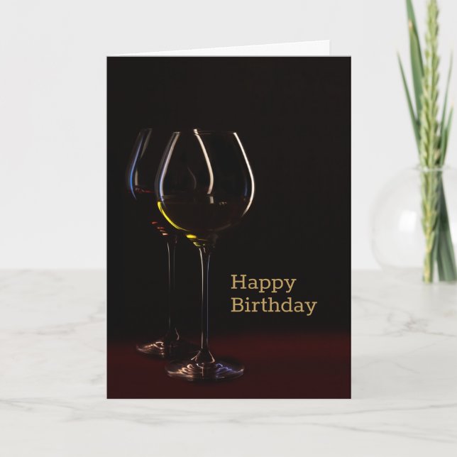 Tarjeta de cumpleaños feliz de Black Wine Glass (Anverso)
