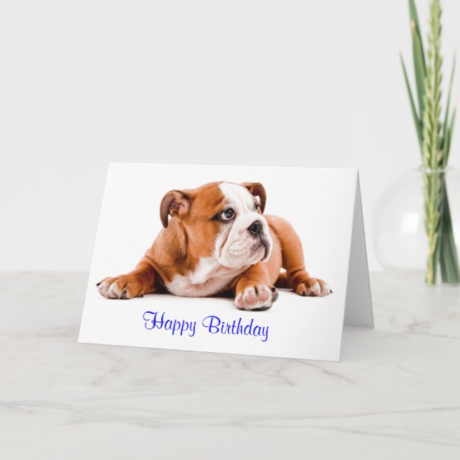 Tarjeta de cumpleaños feliz de Bulldog inglés - Ve (Anverso)