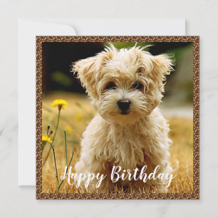 Tarjeta de cumpleaños feliz de cachorro maltés