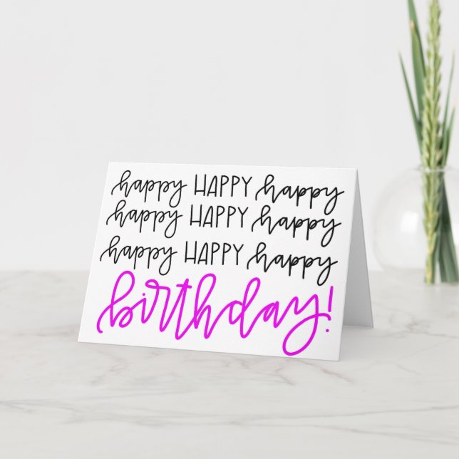 Tarjeta de cumpleaños feliz de caligrafía (Anverso)