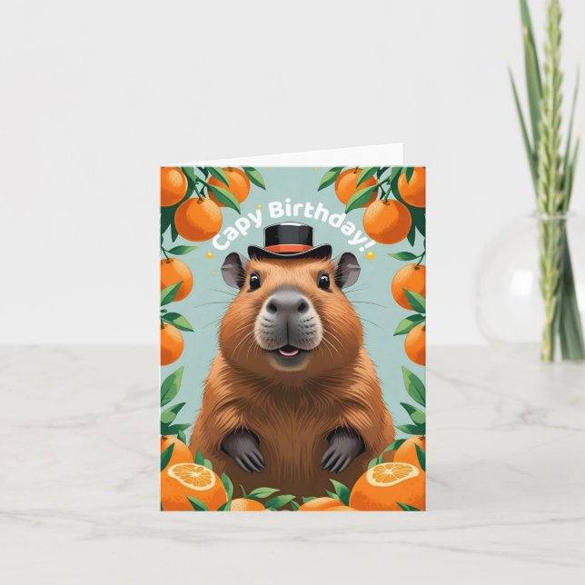 Tarjeta de cumpleaños feliz de Capybara (Anverso)