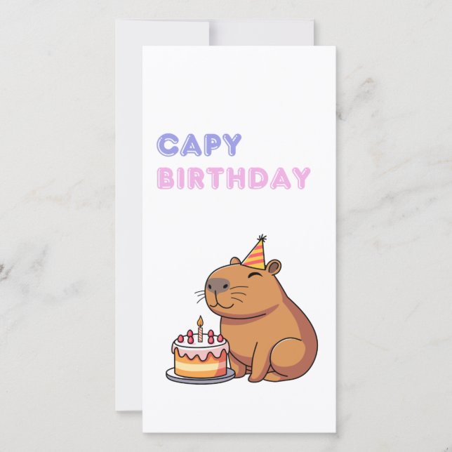 Tarjeta de cumpleaños feliz de Capybara (Anverso)