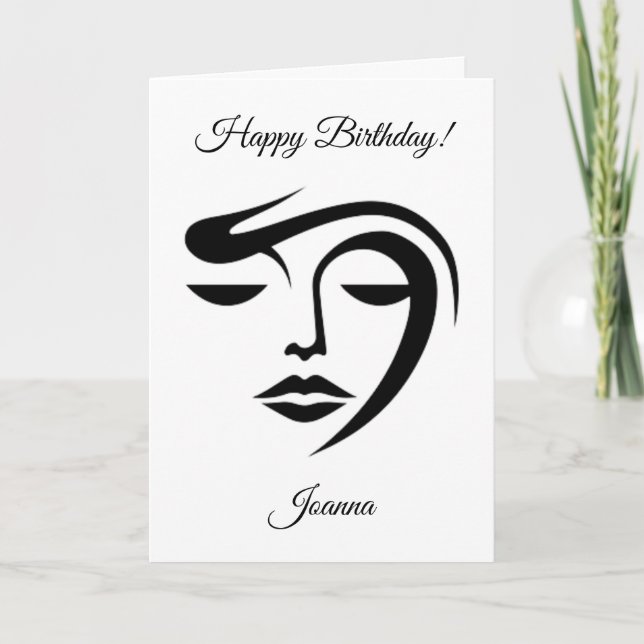 Tarjeta de cumpleaños feliz de cara y cara minimal (Anverso)