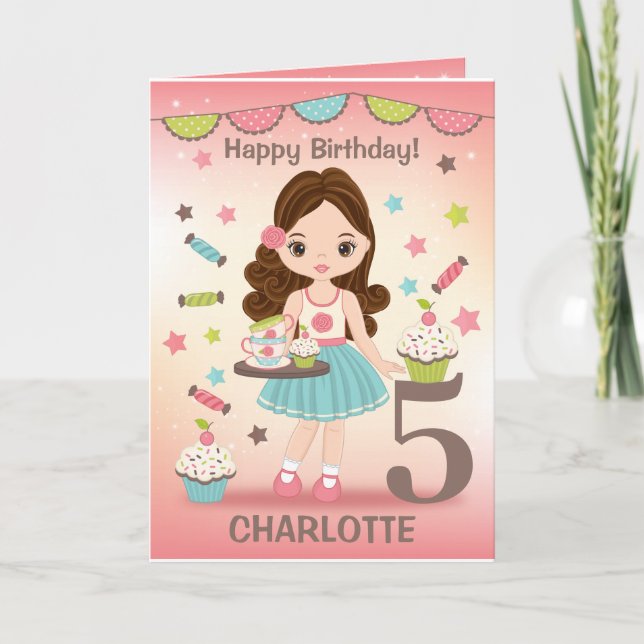 Tarjeta de cumpleaños feliz de chica | Añadir cual (Anverso)