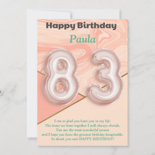 Tarjeta de cumpleaños feliz de Chica de 83 años -