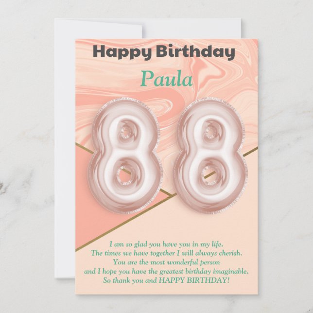 Tarjeta de cumpleaños feliz de Chica de 88 años -  (Anverso)