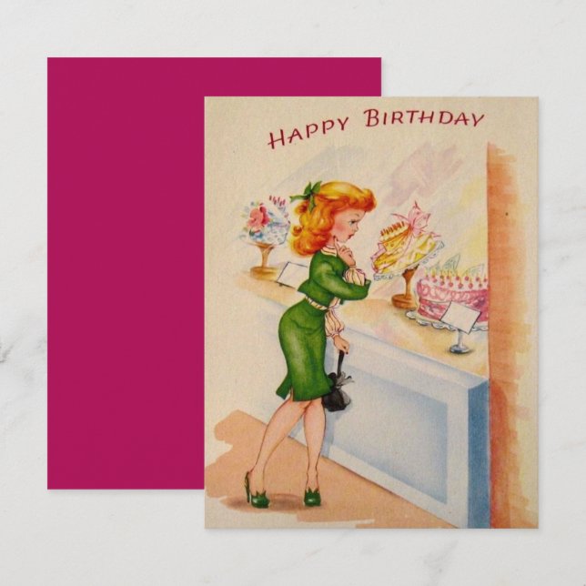 Tarjeta de cumpleaños feliz de chica Window (Anverso / Reverso)