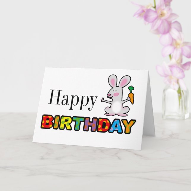 tarjeta de cumpleaños feliz de conejo lindo