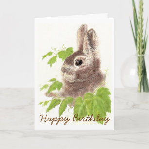 Tarjeta de cumpleaños feliz de conejo personalizad