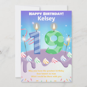 Tarjeta de cumpleaños feliz de diecinueve años
