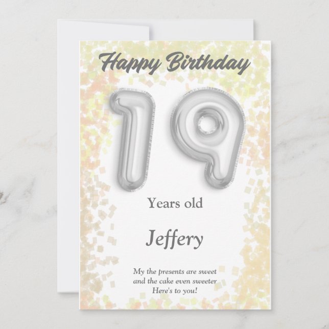 Tarjeta de cumpleaños feliz de diecinueve años (Anverso)