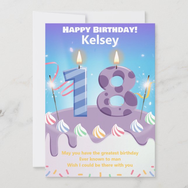Tarjeta de cumpleaños feliz de dieciocho años (Anverso)