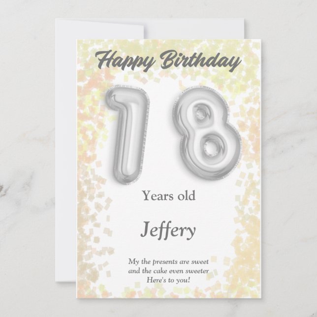 Tarjeta de cumpleaños feliz de dieciocho años (Anverso)