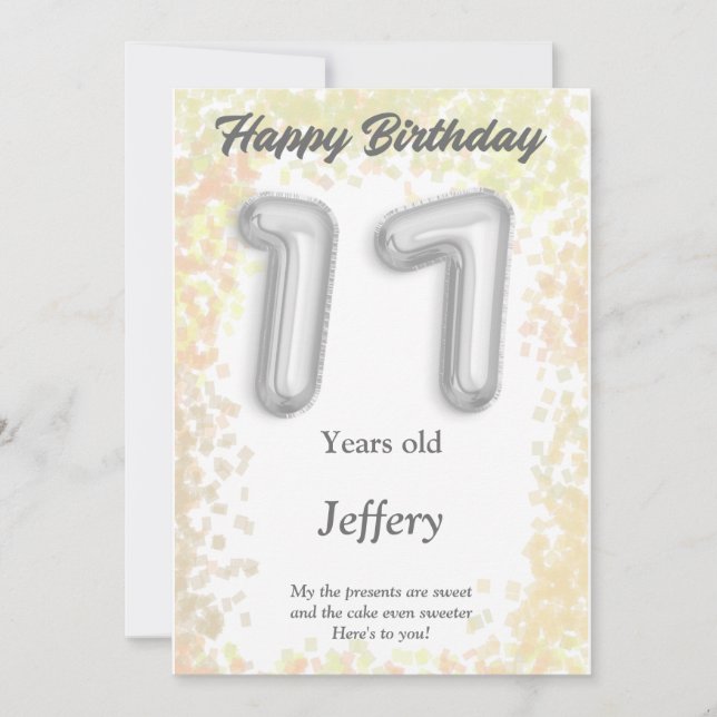 Tarjeta de cumpleaños feliz de diecisiete años (Anverso)