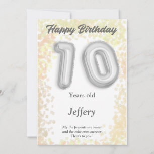 Tarjeta de cumpleaños feliz de diez años