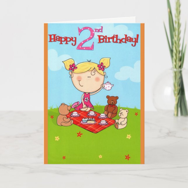 Tarjeta de cumpleaños feliz de Fiesta de té (Anverso)