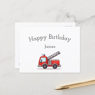 Tarjeta de cumpleaños feliz de Firetruck