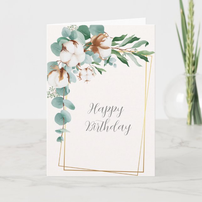 Tarjeta de cumpleaños feliz de Floral blanca (Anverso)