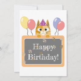 Tarjeta de cumpleaños feliz de gato