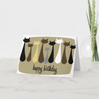 Tarjeta de cumpleaños feliz de gato retro atómico 