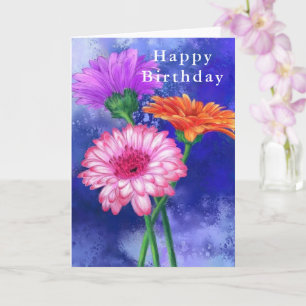Tarjeta de cumpleaños feliz de Gerbera Daisies