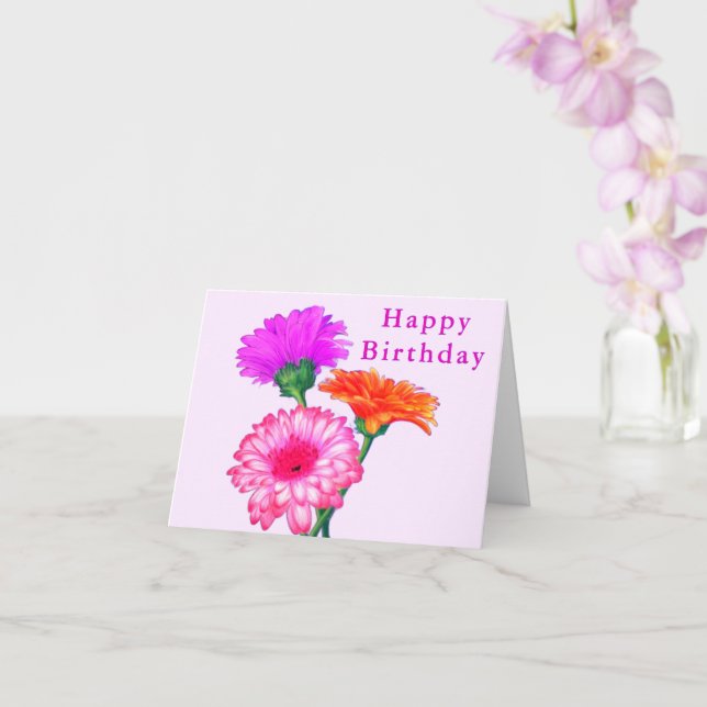 Tarjeta de cumpleaños feliz de Gerbera Daisies (Orquídea)