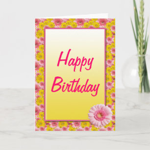 Tarjeta de cumpleaños feliz de Gerbera Daisy de co