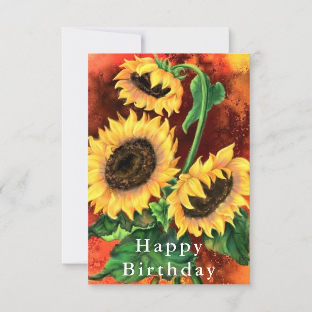 Tarjeta de cumpleaños feliz de girasol (Anverso)